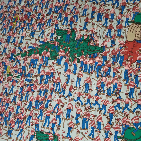 Vintage Wheres Waldo Flat Twin Size Bed  1990 Book Characters - Picture 2 of 3